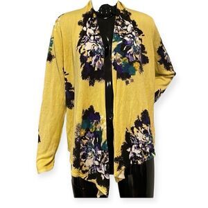 Soma Asymmetrical Floral Open Front Cardigan Size Medium